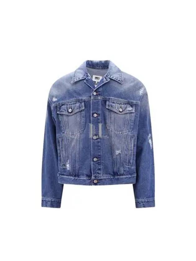 Distressed Cotton Denim Jacket Blue - MAISON MARGIELA - BALAAN 2