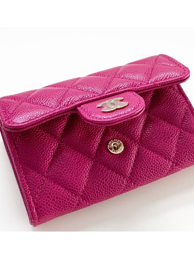 Classic Snap Caviar Card Holder Pink Gold Plated - CHANEL - BALAAN 4