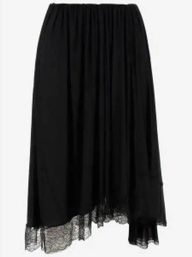 Lace Trimmed A-Line Skirt Black - BALENCIAGA - BALAAN 2