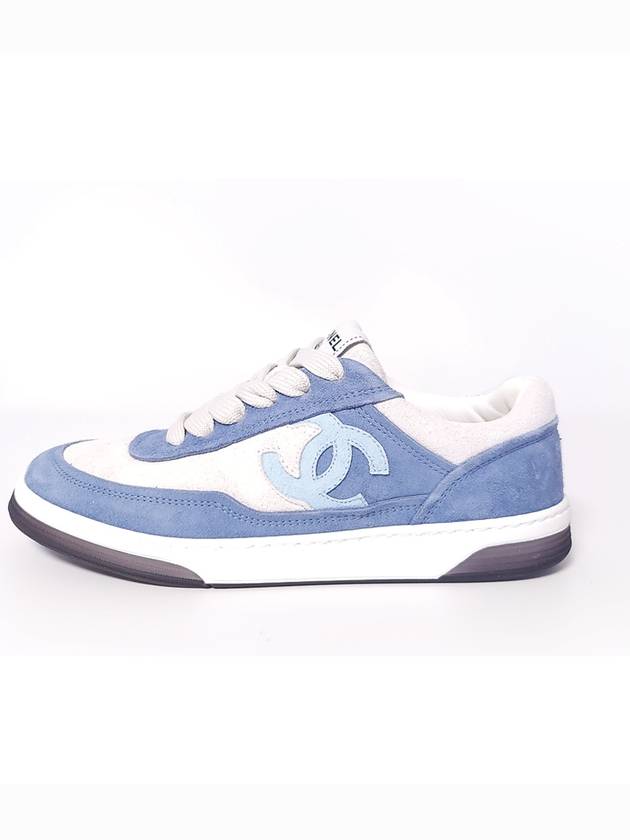 23P Suede Kidskin & Blue White Tennis Sneakers G39978 X56979 Size 365 - CHANEL - BALAAN 1