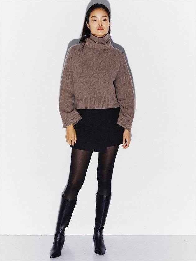 CROP WOOL TURTLENECK SWEATER BROWN - KIMDOH - BALAAN 3