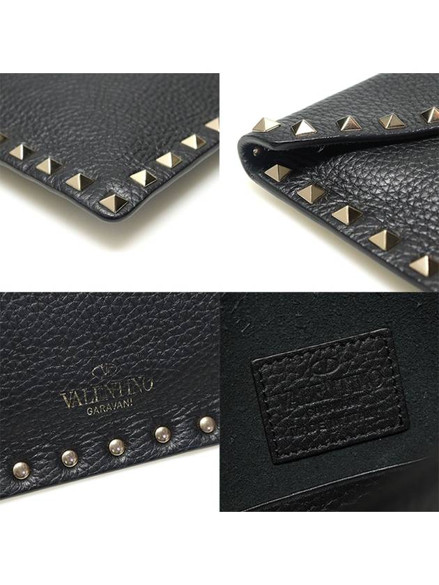 Women s Valentino 2W2P0P56VSH0NO Black Stampa Alce Calfskin Gold Rockstud Envelope Pouch Clutch gt Gangbuk used luxury goods - VALENTINO - BALAAN 8