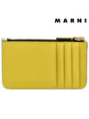 Saffiano Two-Tone Zipper Card Wallet White Yellow - MARNI - BALAAN 4