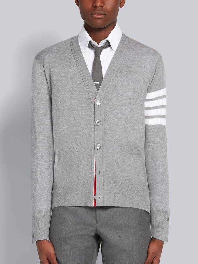 Classic diagonal armband merino wool cardigan - THOM BROWNE - BALAAN 1