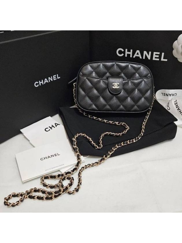 Caviar Logo Mini Chain Bag Cross Shoulder Camera Pouch Vanity - CHANEL - BALAAN 2