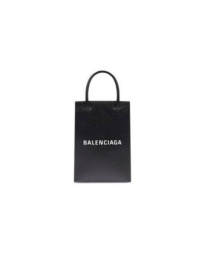 Logo Leather Phone Holder Mini Bag Black - BALENCIAGA - BALAAN 2