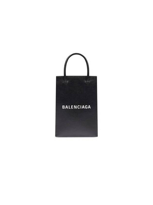 Logo Leather Phone Holder Mini Bag Black - BALENCIAGA - BALAAN 2