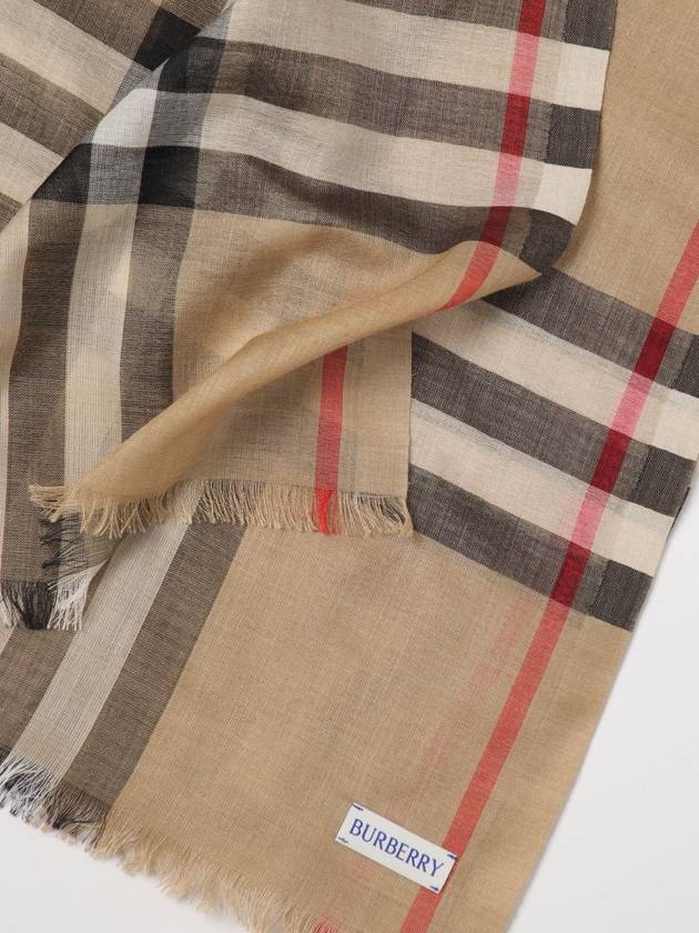 Check Wool Silk Scarf Beige - BURBERRY - BALAAN 4