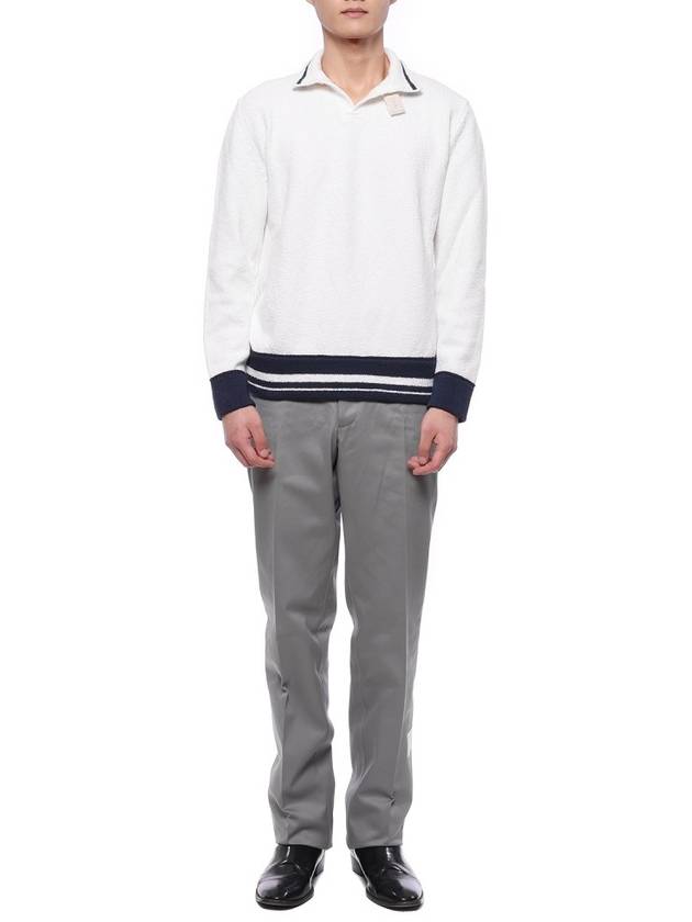 Men's Twill Unconstructed Cotton Straight Pants Grey - THOM BROWNE - BALAAN 4