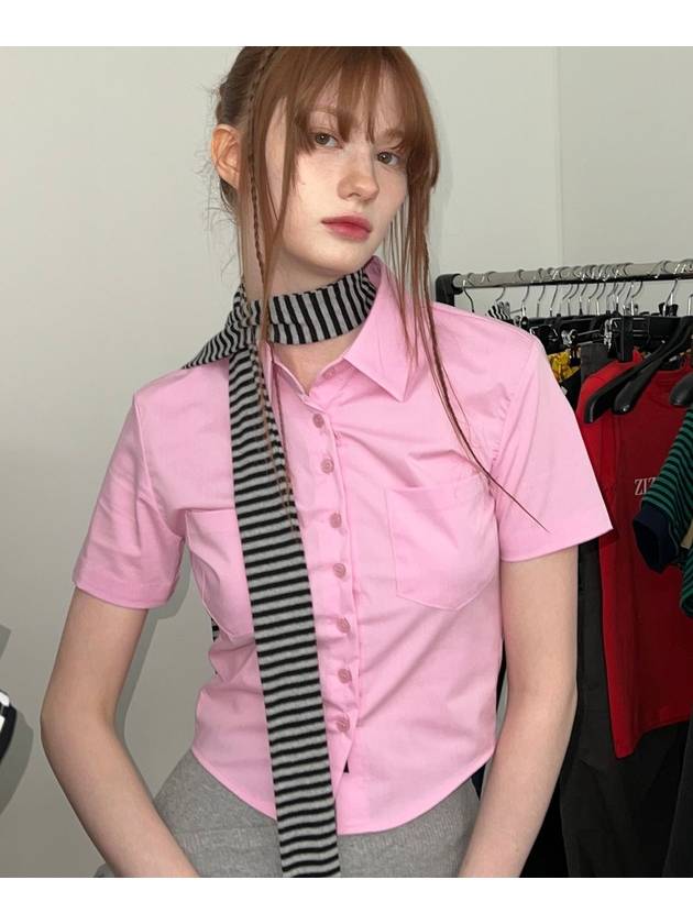 SLIM LINE CROP SHIRTS PINK - ZIZEMUSEUM - BALAAN 2