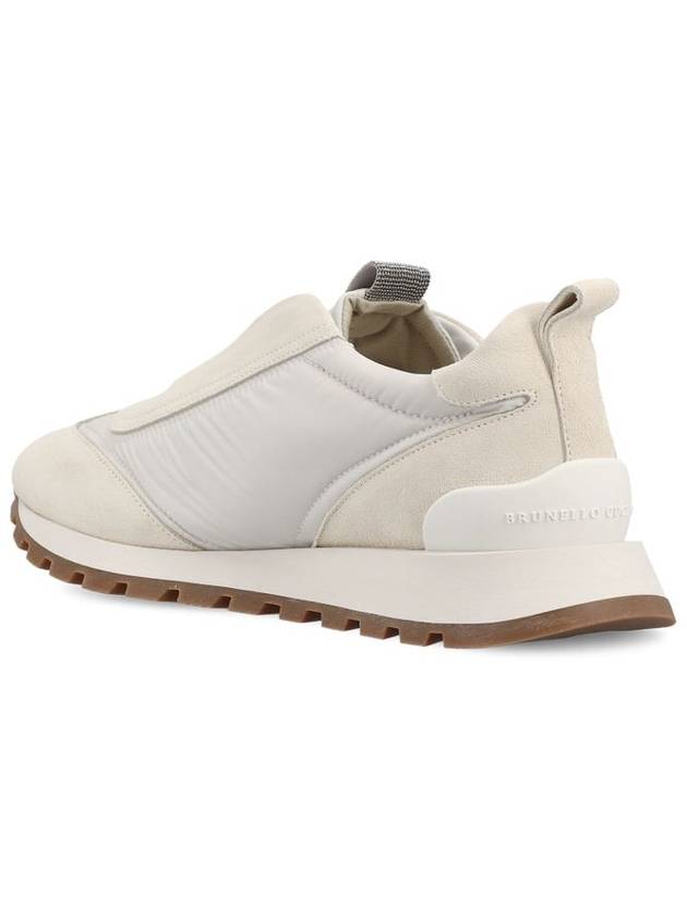 Suede Techno Runner Low Top Sneakers White - BRUNELLO CUCINELLI - BALAAN 4