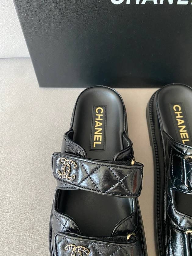 CC Logo Velcro Sandals Black - CHANEL - BALAAN 5