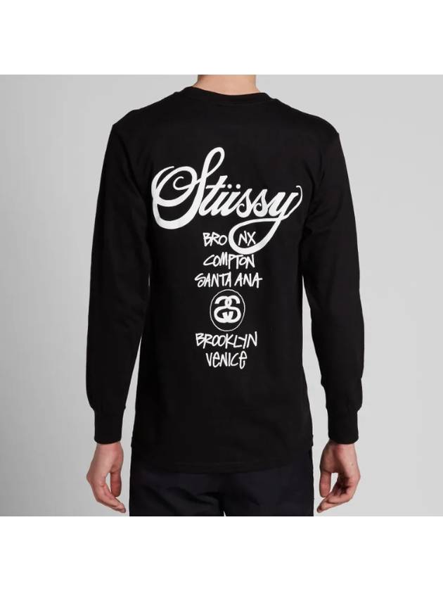 World Tour Long Sleeve TShirt Black 3993713 World Tour LS T Shirt Black - STUSSY - BALAAN 5