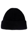 Lens Wappen Extra Fine Merino Wool Beanie Black - CP COMPANY - BALAAN 3