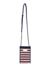 Jacquard Stripe Mini Shoulder Bag Navy - MARNI - BALAAN 7