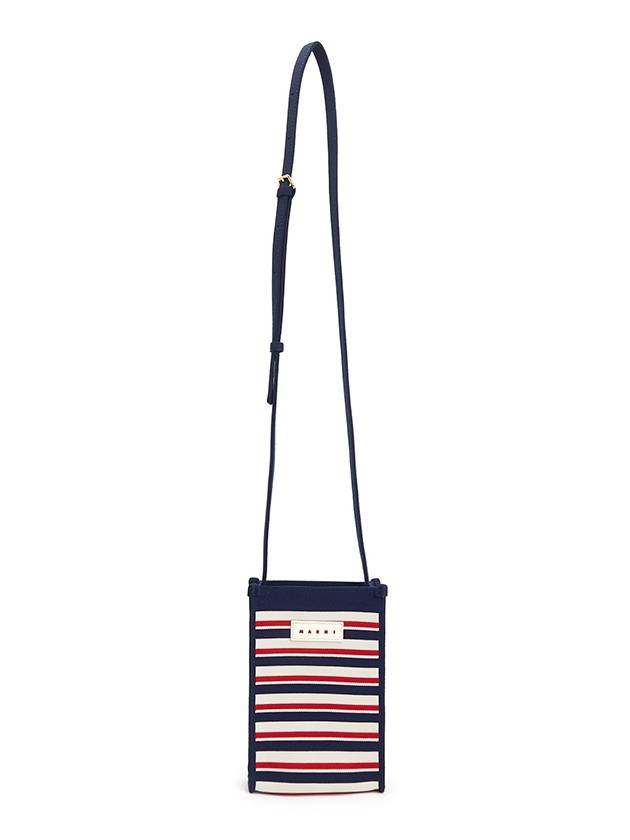 Jacquard Stripe Mini Shoulder Bag Navy - MARNI - BALAAN 7