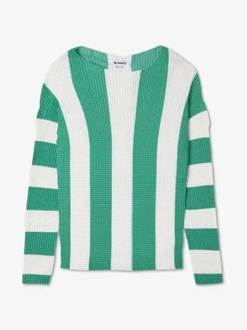 Striped Pleated T Shirt White Green CRTWWTOP020PLY0147225 - SUNNEI - BALAAN 1