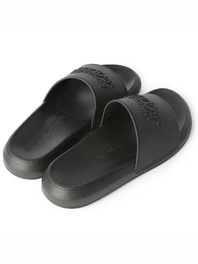 Women's Hybrid Signature Logo Rubber Slippers Black - ALEXANDER MCQUEEN - BALAAN 5