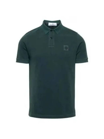 Men's Logo Patch Short Sleeve Polo Shirt Bottle Green - STONE ISLAND - BALAAN 2