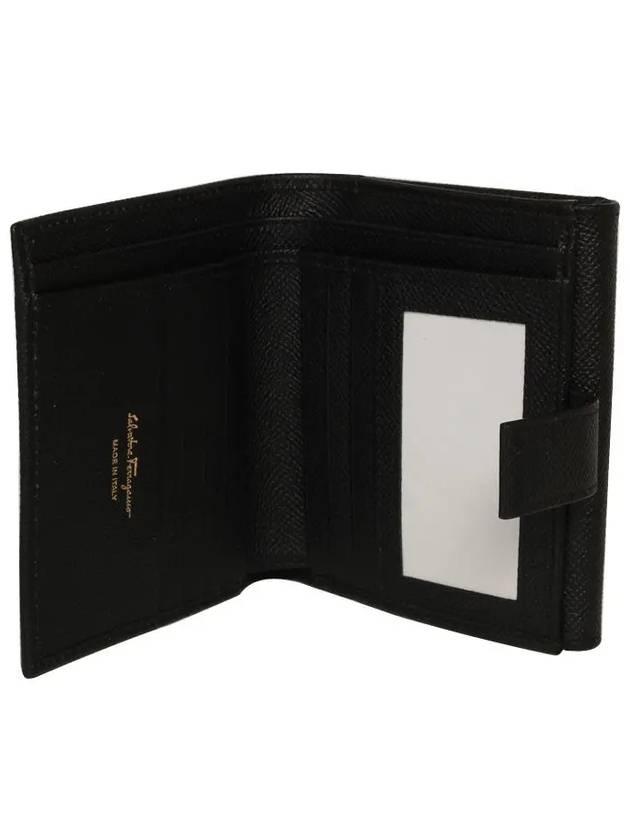 Gancini Leather Half Wallet Black - SALVATORE FERRAGAMO - BALAAN 5