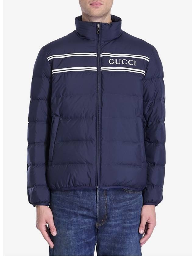 Logo Zip-Up Padding Navy - GUCCI - BALAAN 3