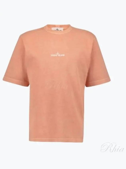 Logo Print Short Sleeve T-Shirt Pink - STONE ISLAND - BALAAN 2