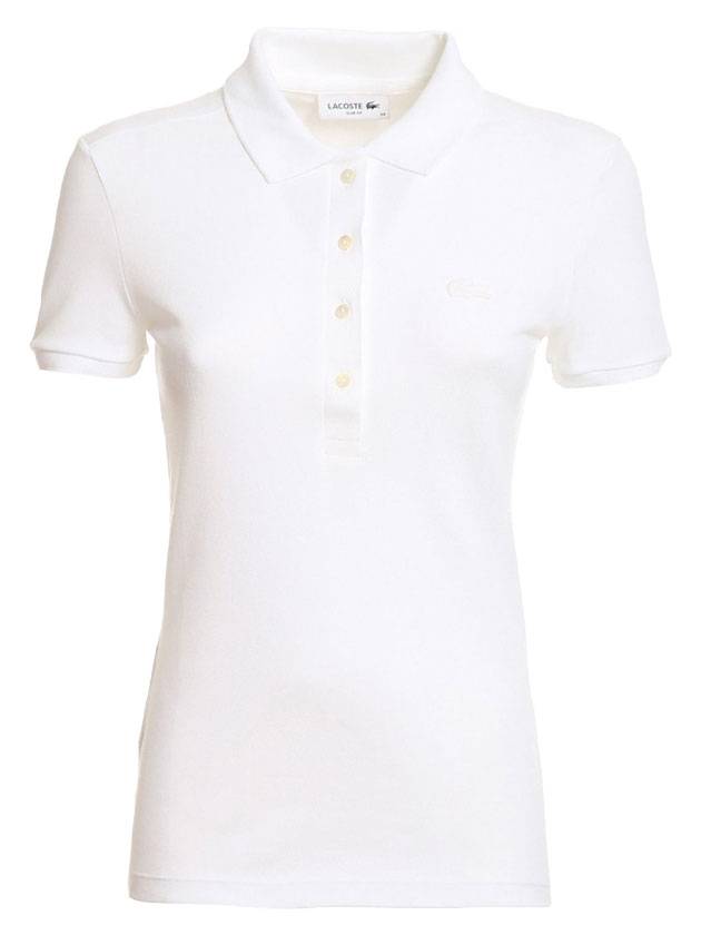 Women's Logo Stretch Cotton Short Sleeve Polo Shirt White - LACOSTE - BALAAN 1