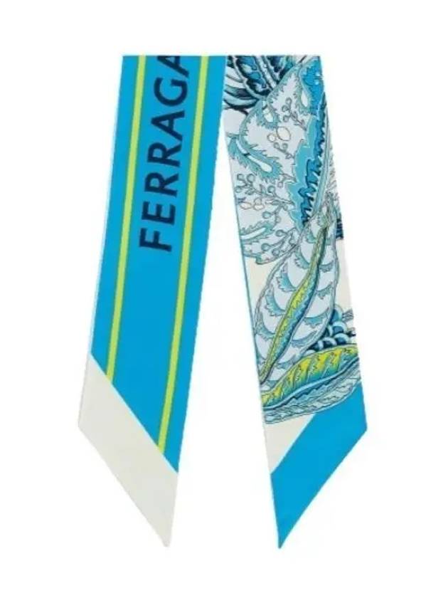 Togo Print Silk Scarf Turquoise - SALVATORE FERRAGAMO - BALAAN 2