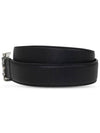 Grained Leather Silver Monogram Belt Black - SAINT LAURENT - BALAAN 3