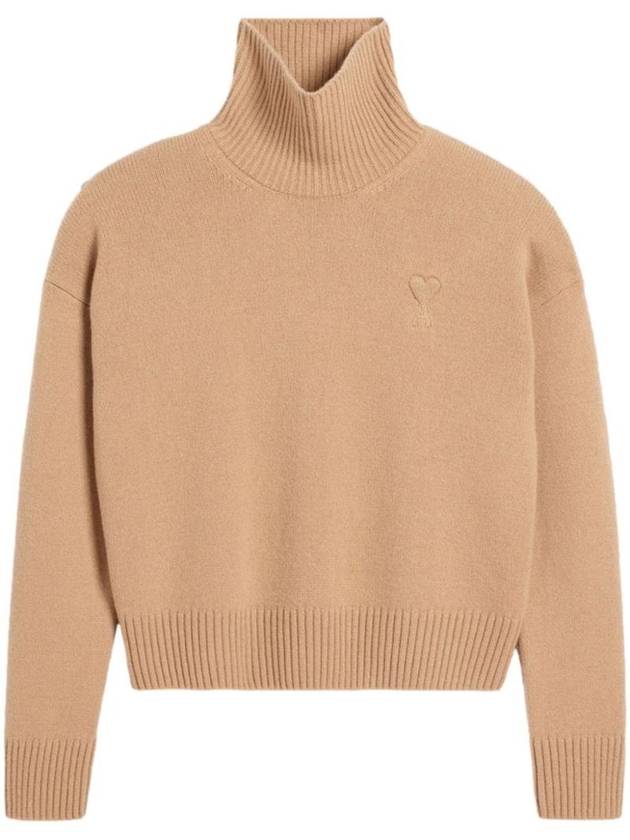 Embossed Logo Turtleneck Nude - AMI - BALAAN 1