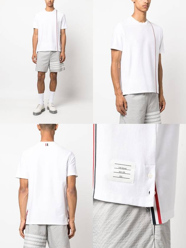 RWB Stripe Cotton Short Sleeve T-shirt White - THOM BROWNE - BALAAN 3