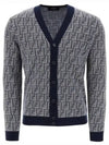 Shadow Motif V-neck Wool Cardigan White Blue - FENDI - BALAAN 2