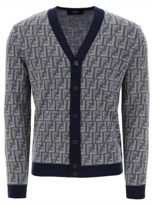 Shadow Motif V-neck Wool Cardigan White Blue - FENDI - BALAAN 2