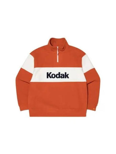 KODAK Apparel Big Logo Block Microfleece Semi overfit Half Zip up Sweatshirt ORANGE - KODO - BALAAN 1