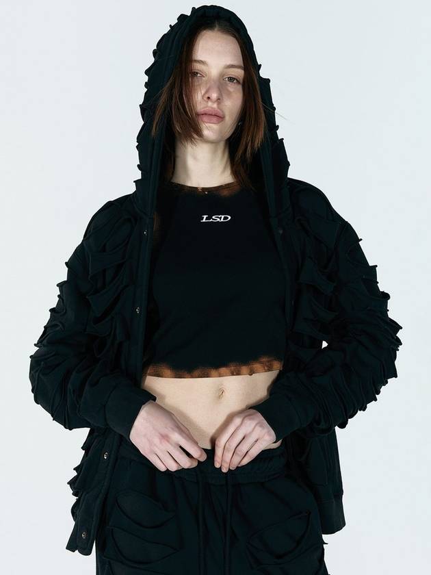 Double Layered Cut Out Hoodie Black - ULKIN - BALAAN 3