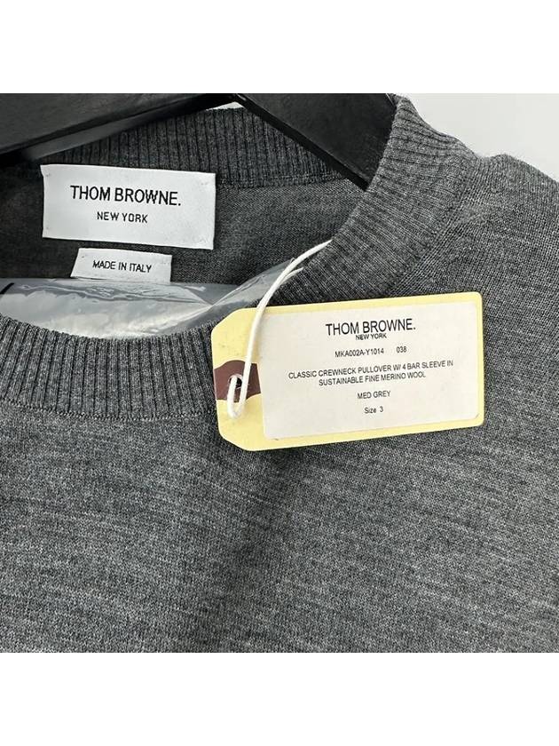 4 Bar Armband Classic Merino Wool Knit Top Medium Grey - THOM BROWNE - BALAAN 6