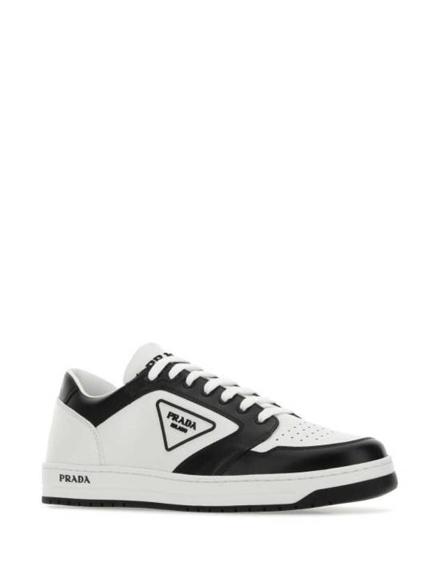 District Triangle Logo Leather Low Top Sneakers White Black - PRADA - BALAAN 3