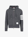 Engineered 4 Bar Diagonal Zip Up Hoodie Dark Grey - THOM BROWNE - BALAAN 2