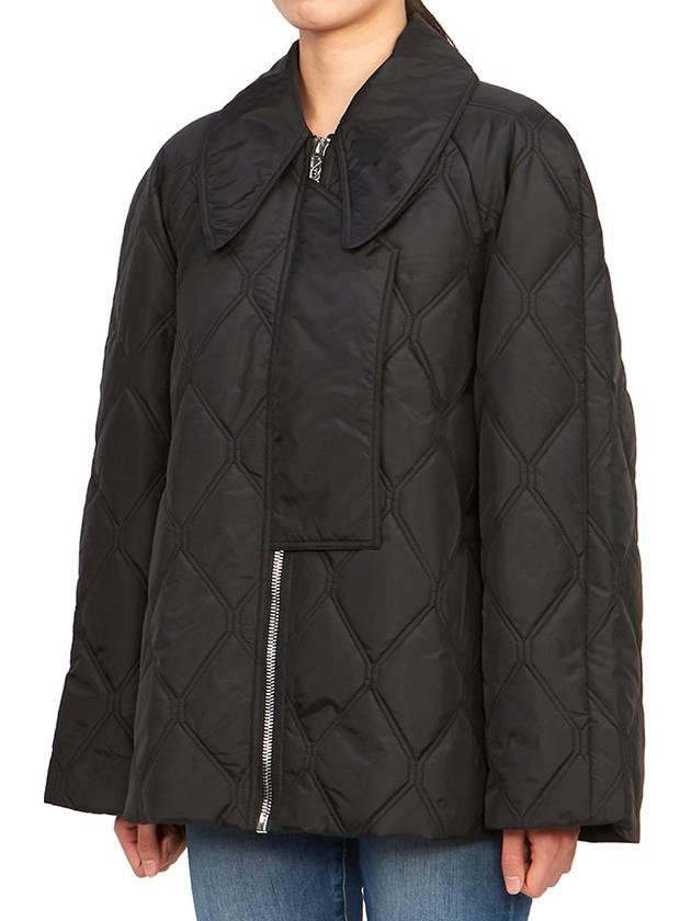 Ripstop Quilt Zip Up Jacket Black - GANNI - BALAAN 6