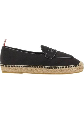 Grosgrain Varsity Penny Loafers Espadrilles Black - THOM BROWNE - BALAAN.