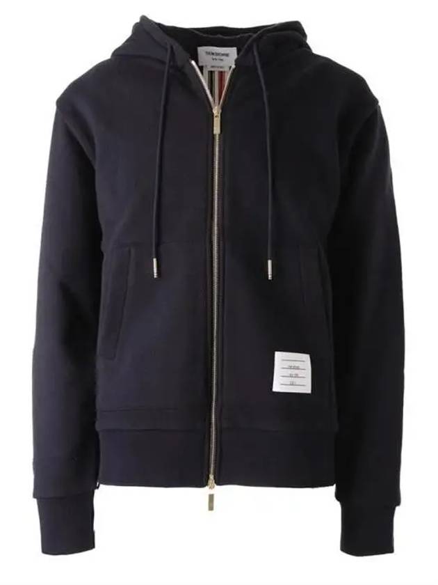 Center Back Stripe Cotton Zip Up Hoodie Navy - THOM BROWNE - BALAAN 2