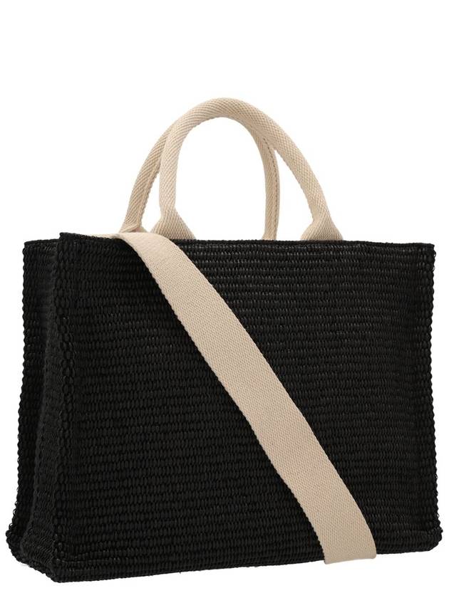 Small Raffia East West Tote Bag Black - MARNI - BALAAN 3