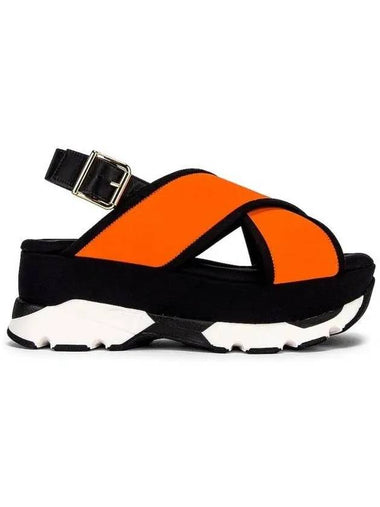 Technical Fabric Cross Wedge Sandals Orange - MARNI - BALAAN 1