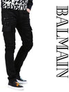 Men's Wax Coated Cargo Biker Jeans Black - BALMAIN - BALAAN 2