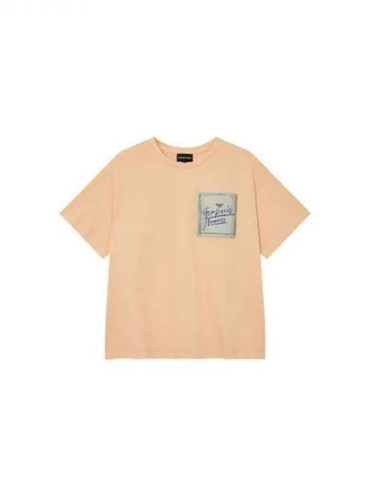 ARMANI 30 9 29 Women s Logo Patch Point T Shirt Light Orange 270532 - EMPORIO ARMANI - BALAAN 1