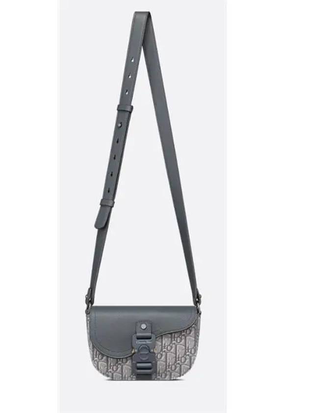 Mini Saddle Strap Grained Calfskin Oblique Jacquard Messenger Bag Deep Grey - DIOR - BALAAN 5