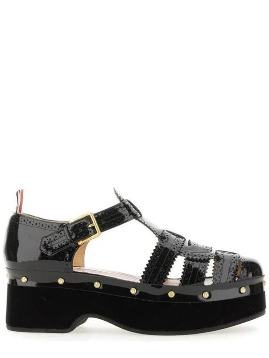 Soft Patent Fisherman Clog Sandals Black - THOM BROWNE - BALAAN 1