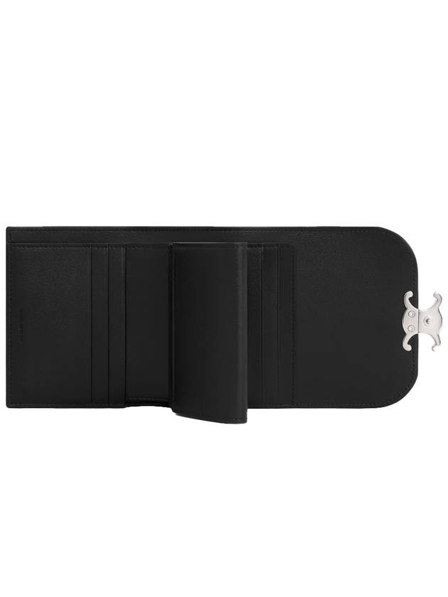 Triomphe Small Shiny Calfskin Half Wallet  Black - CELINE - BALAAN 5