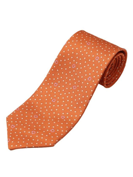 Star Print Silk Tie Orange - SALVATORE FERRAGAMO - BALAAN 1