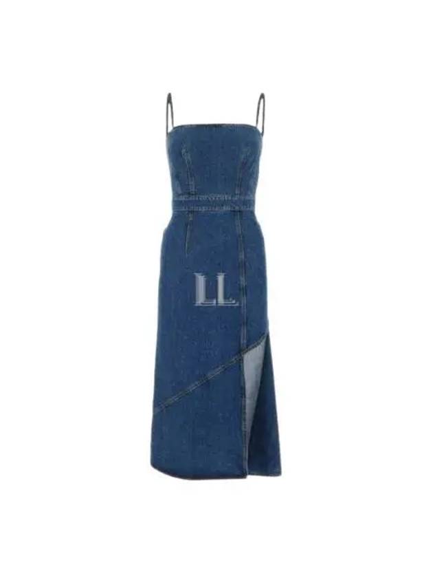 Slit Detail Denim Midi Dress Blue - ALEXANDER MCQUEEN - BALAAN 2